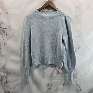 Anthropologie Sweater Womens XS Light Blue Mock Balloon Sleeve Mock Neck Knit - Picture 1 of 13