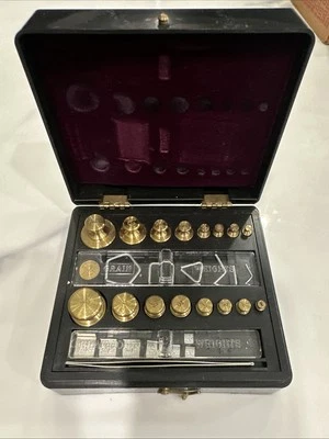 Vintage Ohaus 5601 Pharmacy Apothecary Weight Set Brass - Image 1 of 3