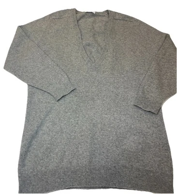 Vtg Ballantyne Gray Pure Cashmere V-Neck Sweater Removable Front Panel S-M - Image 1 of 4