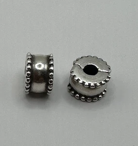 Genuine Pandora Retired Pair Silver & Dots Clips #790267 925 ALE - Picture 1 of 2
