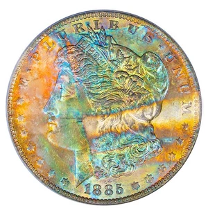 1885-O PCGS MS63 (OGH) MORGAN $ - GORGEOUS SPECTRUM - RAINBOW TONED (VIDEO) - Bild 1 von 6
