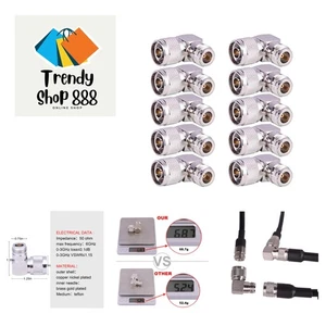 90 Degree Coaxial Connector Set - 10 High-Durability N Male to Female Adapters - Picture 1 of 6