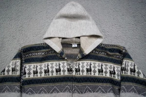Alpaca Wool Hoodie Jacket Mens L Alpaca Southwestern Ecuadorian Fur Soft - Picture 1 of 12