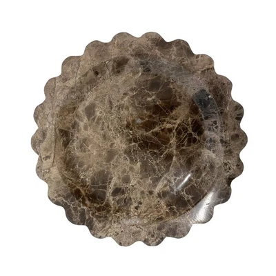Marble Tray Round Scalloped Tray Small Serving Platter for Counter, Bathroom,... - Image 1 of 4