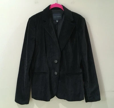 Blazer de terciopelo Banana Republic negro forro a rayas elástico #435151 para mujer 10 Foto 1 de 4