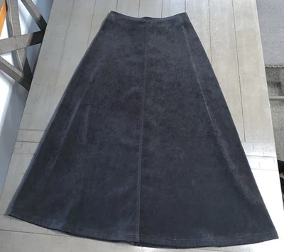 Saia longa maxi fluida bruxa gótica traseira zíper C3 anos 80 veludo preto veado branco tamanho 6 - Imagem 1 de 4