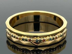 ANELLO GR.21 (CA.66) ARGENTO 925/ORO GIALLO PL. CON DIAMANTI (CIRCA 0,12 CT.) CACCIA GIOIELLI - Foto 1 di 3