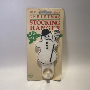 Vintage 1984 Snowman Self Stick Christmas Stocking Holiday Hanger - Picture 1 of 2