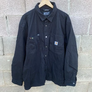 Carhartt Jacket Men XL Rugged Flex Relaxed Fit Fleece Lined Snap Front Black - Picture 1 of 6