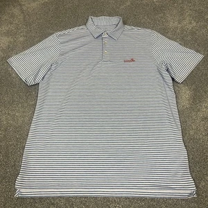 Vineyard Vines Saratoga Poloshirt Herren Large L blau gestreift Golf Wal Logo - Bild 1 von 10
