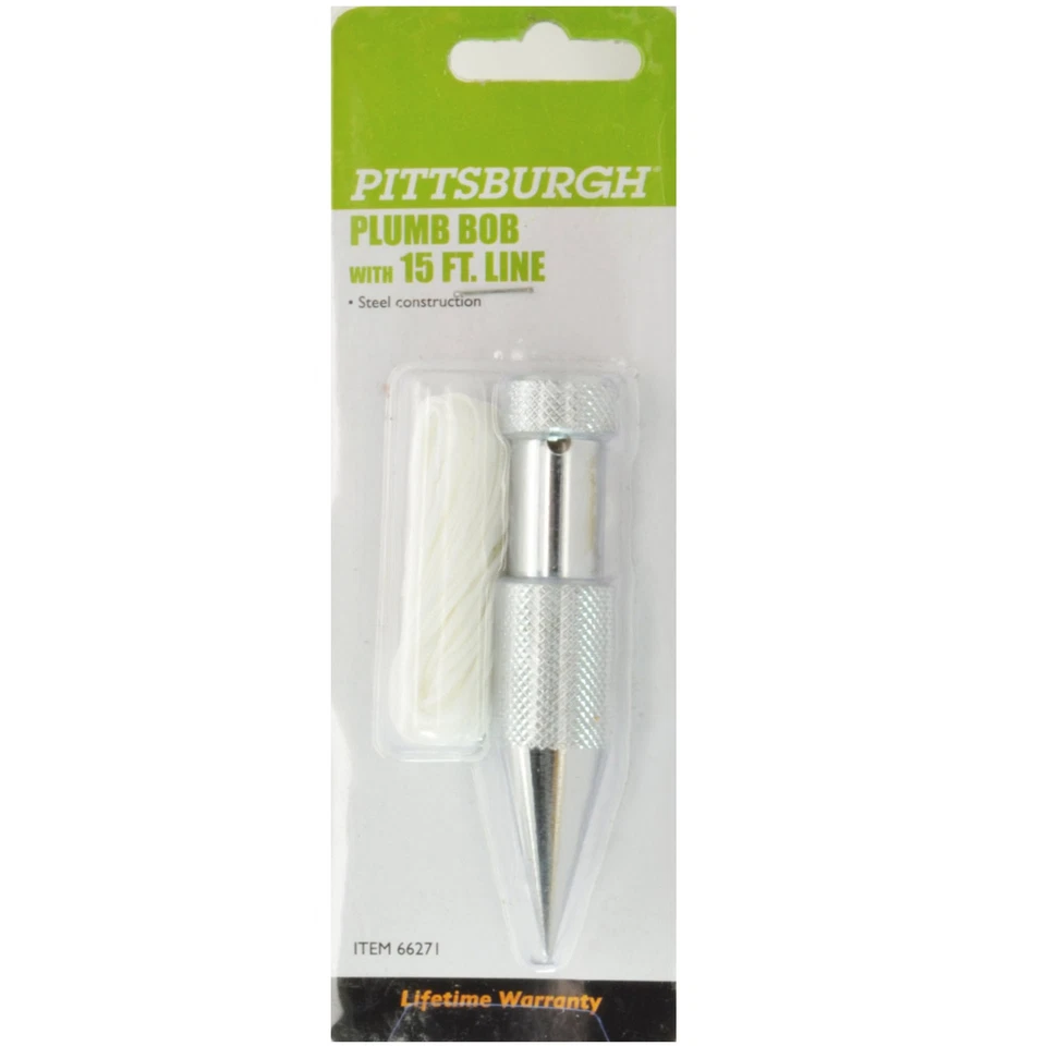 Pittsburgh Plumb Bob With 15 Ft. Line Carpenter Hand Tools 66271