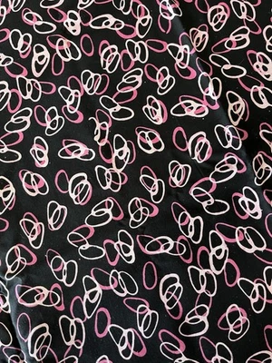 Batik Fabric 2 Tone Pink Swirls On Black BTY - Image 1 of 3