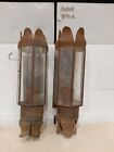 Vintage PAIR Mexican Spanish Style Patinated Single Candle Sconces Not Wired