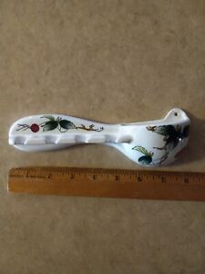 Vintage Fruit Country Wall Pocket Utensil Holder  Hand Painted Spoon Cup