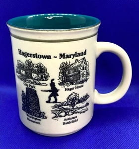 Hagerstown Maryland MD Crock Textured Coffee Mug Cup, Antietam Battlefield Green - Picture 1 of 4