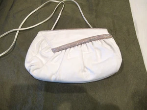 Venetto white leather purse, snakeskin trim, c. 1980s - Picture 1 of 11