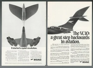1967 BOAC advert x2, Vickers VC10 airplane, VC 10, British Overseas Airway Corp - Bild 1 von 3