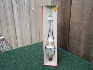 Vintage Christmas Tree Topper Hand Blown Decorated Glass Silver Finial - Picture 1 of 9