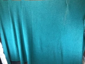 L.L. Bean Maine Bed Blanket King 120” X 100” Green Blue Cotton Round Corners - Foto 1 di 10