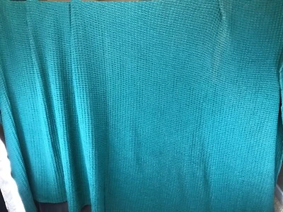 L.L. Bean Maine Bed Blanket King 120” X 100” Green Blue Cotton Round Corners - Image 1 of 4