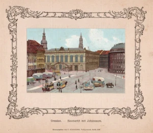 Dresden. Neumarkt mit Johanneum. Farblithographie von 1890 auf Werbetafel - Picture 1 of 2