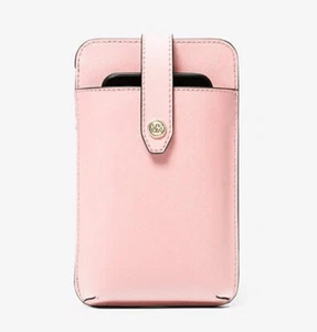 Michael Kors Saffiano Leather Smartphone Crossbody Bag Powder Blush New - Picture 1 of 6