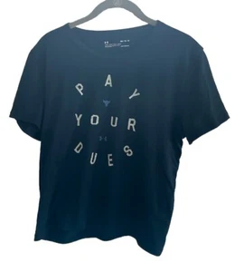 Under Armour Project Rock Pay Your Dues blaues kurzärmliges bauchfreies Oberteil Shirt Medium - Bild 1 von 4