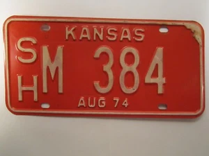 LICENSE PLATE Car Tag 1974 KANSAS SH M 384 Sherman County [Z277] - Picture 1 of 1