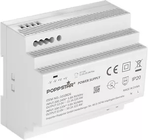 Poppstar Netzteil für Hutschiene 12V DC 11,3A 135W (Input 100-240V AC) - Bild 1 von 5