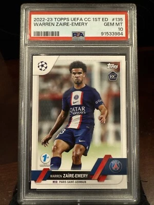 Warren Zaire-Emery 2022-23 Topps UEFA 1st Edition RC PSA 10 - Image 1 of 2