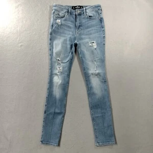 Hollister High Rise Super Skinny Distressed Blue Denim Jeans Womens Size 3S - Picture 1 of 6