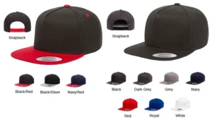 Yupoong 6007 Five Panel Classic Hat Snapback Cotton Structured Flat Bill Cap - Picture 1 of 31