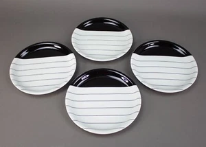 Vista Alegre Harmony Block Jack Prince Black White 7 7/8" Salad Plates Set Of 4 - Picture 1 of 5