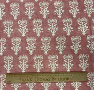 Tela Cortina Willet Floral Lino ROJO ROSA 280 cm Ancho Doble Ancho - Imagen 1 de 5