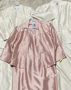 Vintage Jessica Howard Kleid 2 Stück Jacke Paket 3 Perlen Schimmer Rosa Formell - Bild 1 von 16