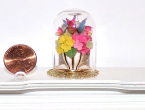¡NUEVO! Casa de muñecas 1:12 Nuevo Mariposa en Miniatura ~ Flor ~ Taza Borde Oro 14K ~ Cúpula de Vidrio_ - Imagen 1 de 12