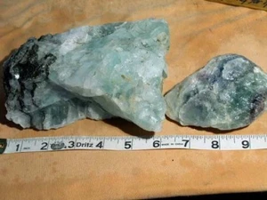 2 FLUORITE CHUNKS 5.1 Pounds Rough LOT - Picture 1 of 2