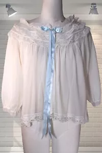 Beautiful Blue Double Nylon Vintage Peignoir Bed Jacket - Dorlyn - UK 14 - Picture 1 of 4