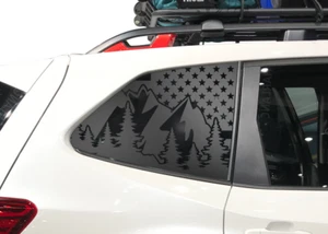 USA Flag w/ Mountains Decal Fits 2019-2023 Subaru Forester Side Windows - QB38 - Picture 1 of 4