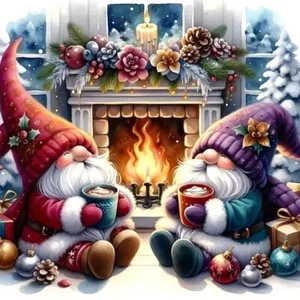 Kits de pintura de diamantes de gnomos de Navidad para adultos, niños - Kit de arte de diamantes de gnomos 5D - Imagen 1 de 7