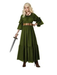 Peasant Chemise Dress - Renaissance Medieval - Olive - Costume - Women - 2 Sizes - Picture 1 of 2