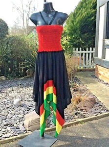 NEW ,Handmade,  Jamaica RASTA COLOUR Maxi Hanky Chief dress..Size..12-14 - Picture 1 of 2
