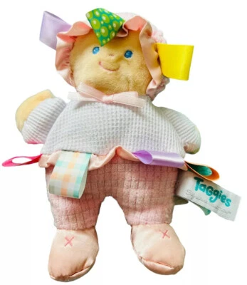MARY MEYER BABY TAGGIES SOFT PLUSH PINK CLOTH BABY DOLL LOVEY SATIN WAFFLE WEAVE - Image 1 of 4