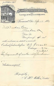 Fremont Ohio Frist National Bank Collection Note Apr 11 1888 $2203.01 - Bild 1 von 1
