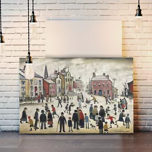 People Standing About CANVAS WALL ART PRINT ARTWORK PAINTING LS Lowry style - Picture 1 of 20