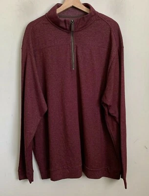 Camisa Pullover Roundtree Yorke Para Hombres Merlot 1/4 Cremallera Talla 2XB NUEVA Foto 1 de 4