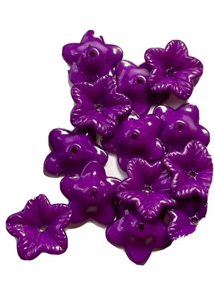 50 purple Acrylic Flower Beads 20mm Jewellery Making - Image 1 of 2