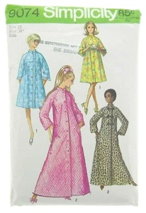 Simplicity Vintage 1970's Size 12 Bust 34" Robe Sewing Pattern Housecoat Dress - Picture 1 of 2