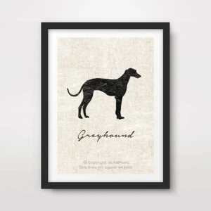 GREYHOUND DOG ART PRINT POSTER Breed Black Silhouette Vintage Outline Picture - Bild 1 von 3