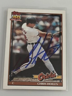1991 Topps Chris Hoiles #42 autógrafo firmado Baltimore Orioles Foto 1 de 2